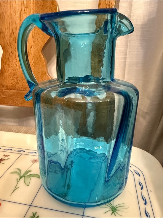 Other - Aqua Blue Glass small Pitcher